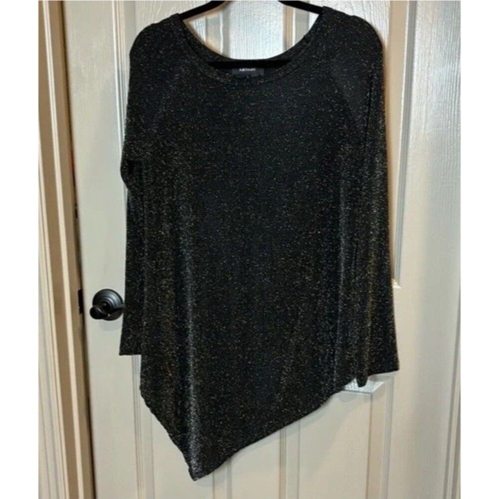 Karen Kane Sparkle Top Plus Size 2X Metallic Holiday Tunic Asymmetric Hem USA LS